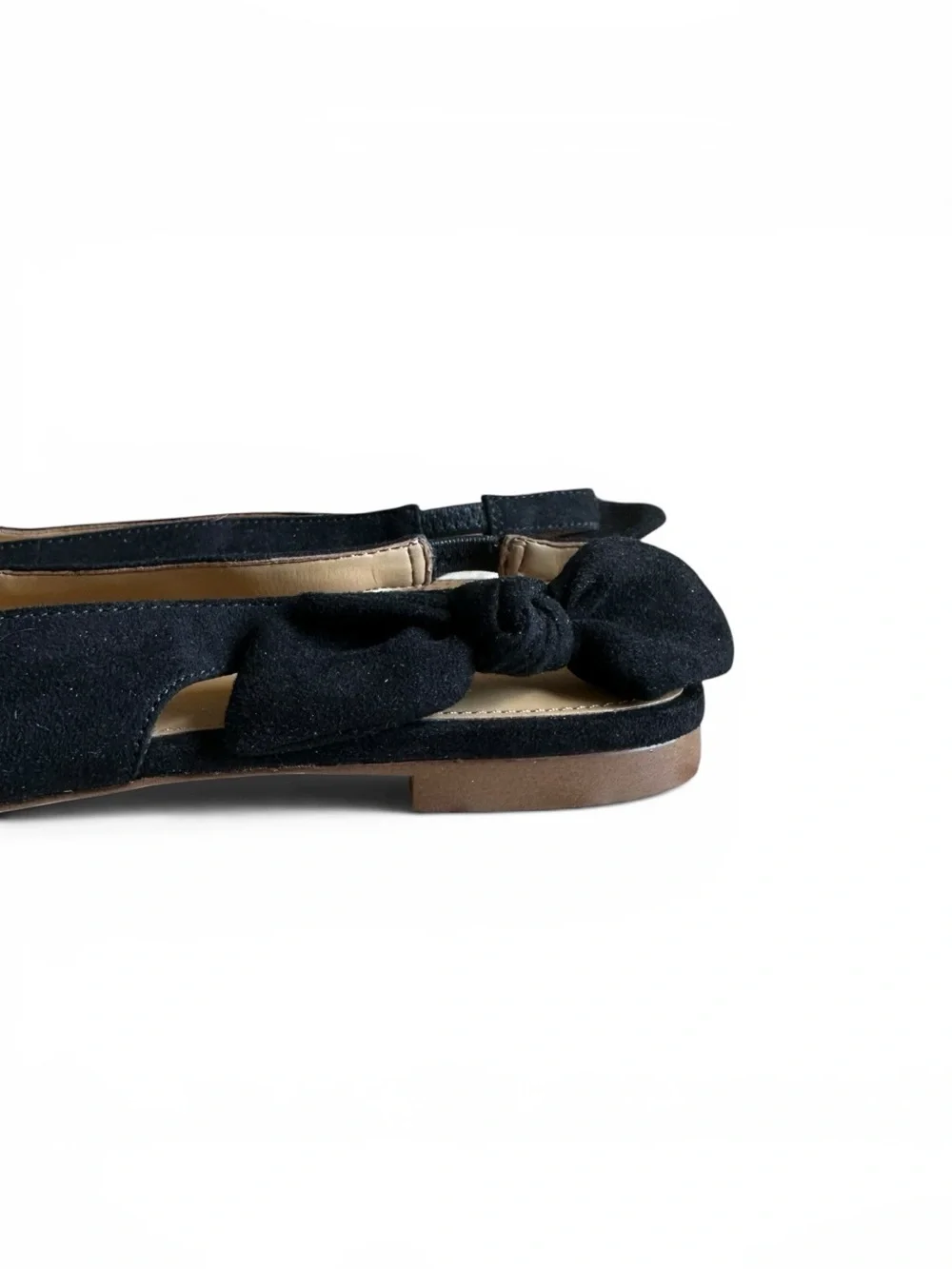 J.Crew Black Suede Bow Slingback Pointed Toe d'Orsay Flats Size 8